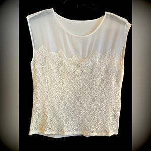 Sleeveless top, sheer and lace